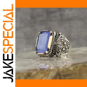 Vintage Men's Signet Ring with Blue Zircon