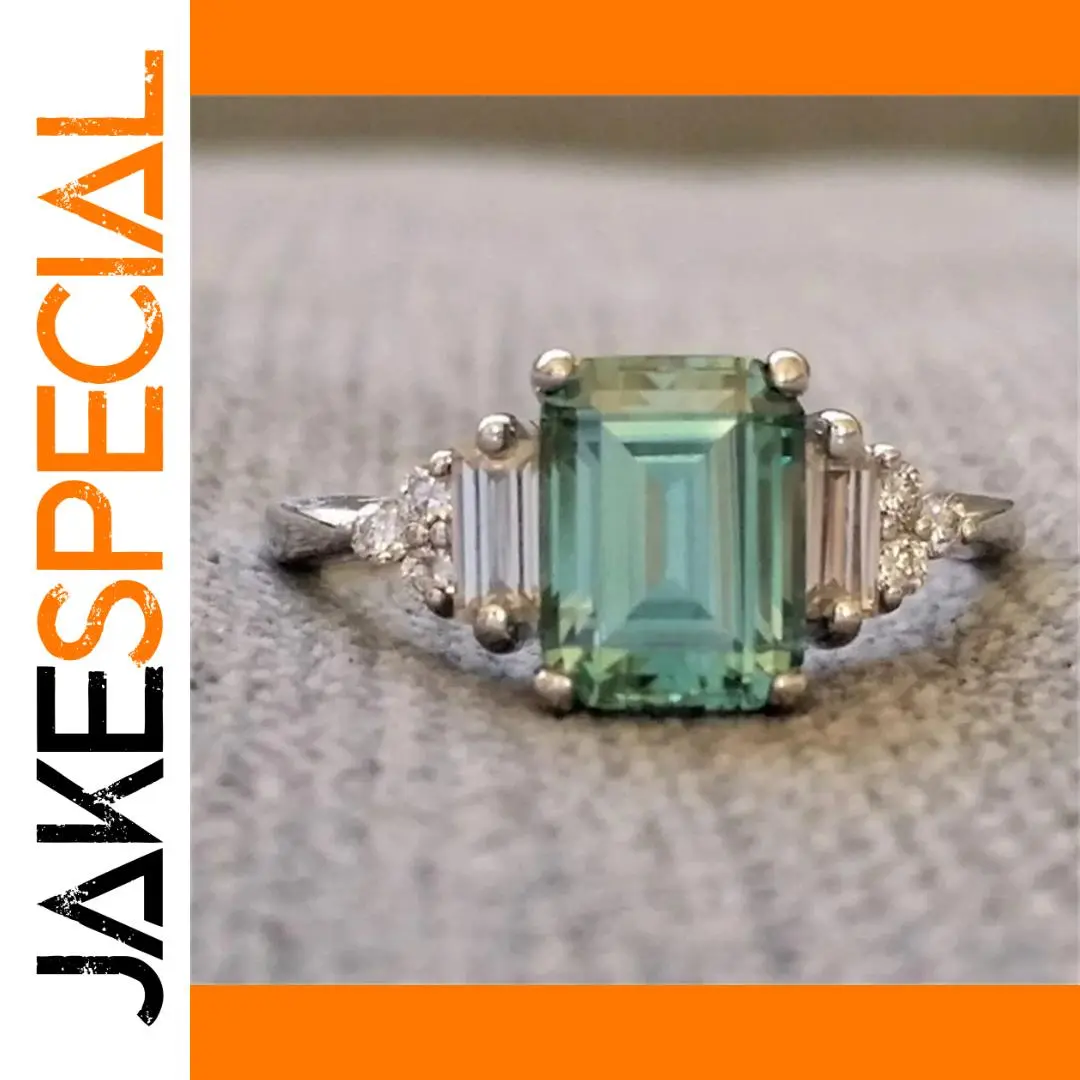 Green and White Zircon Geometric Ring 1 Green and White Zircon Geometric Ring