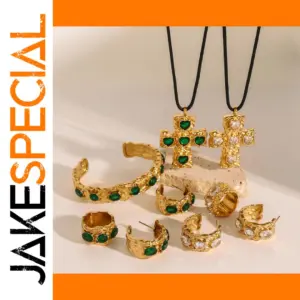 Stainless Steel Gold-Hammered Hoop Earrings Series