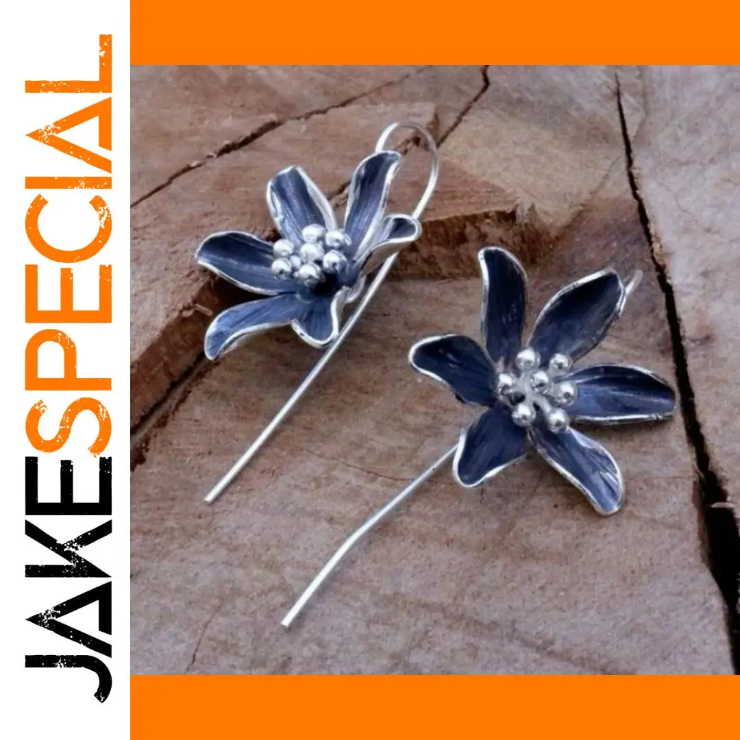 Silver Blue Floral Drop Earrings 1 Silver Blue Floral Drop Earrings