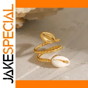Asymmetric Ocean Shell Ring - Stainless Steel Jewelry