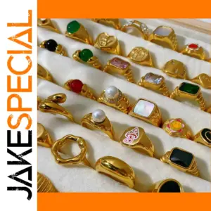 Gold PVD Stainless Steel Geometric Ring Collection