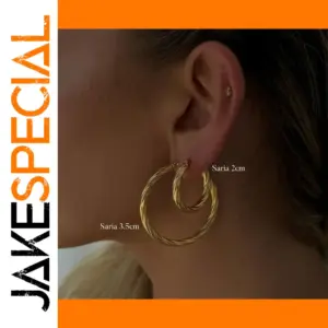 Gold Stainless Steel Geometric Hoop Earrings