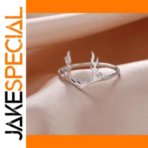 Elegant Elk Antlers Women's Ring in Gold or Steel