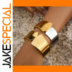 Gold Stainless Steel Geometric Cuff Bracelet for Women