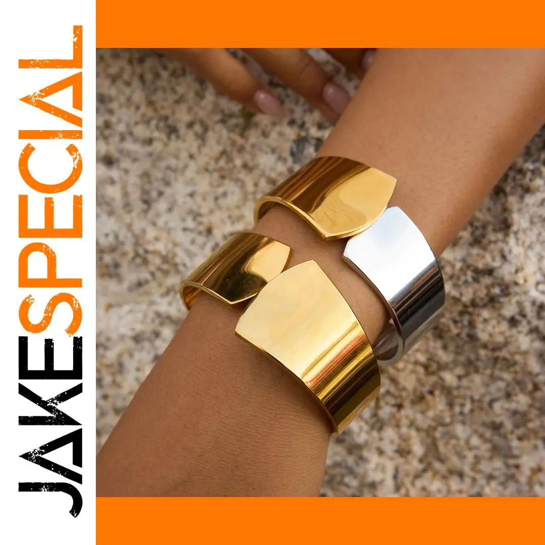 Gold Stainless Steel Geometric Cuff Bracelet for Women 1 Gold Stainless Steel Geometric Cuff Bracelet for Women