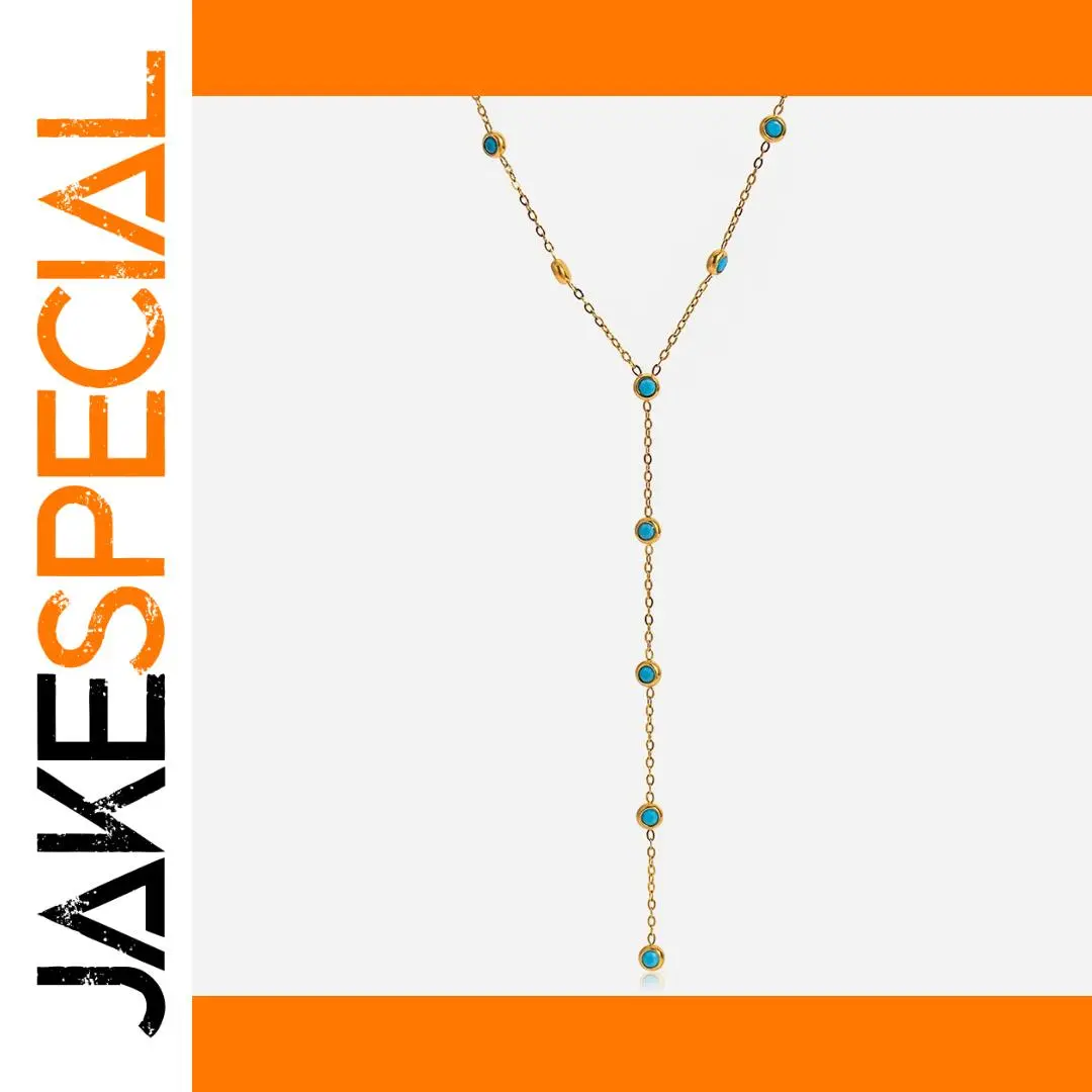 Stainless Steel Turquoise Y-Shaped Necklace 1 Stainless Steel Turquoise Y-Shaped Necklace