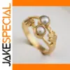 Vintage Gold Pearl Cocktail Ring