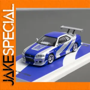 Blue Nissan Skyline GTR R34 Diecast Model—7cm Display Piece