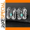 Vintage Butterfly Drop Earrings with Turquoise Stones