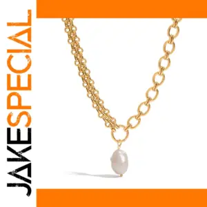 Stainless Steel Gold-Tone Necklace with Pearl