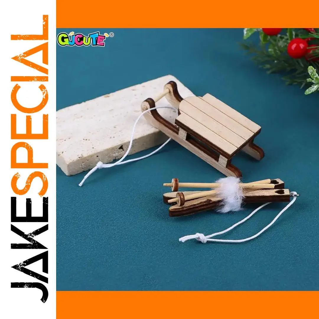 Miniature Wooden Dollhouse Sleigh in Multiple Colors 1 Miniature Wooden Dollhouse Sleigh in Multiple Colors