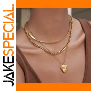 Elegant Gold Stainless Steel Heart Pendant Necklace