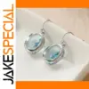 Silver Drop Earrings with Blue Stones