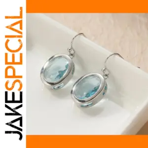 Silver Drop Earrings with Blue Stones