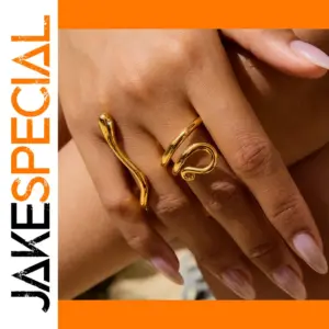 Stainless Steel Gold Serpentine Women's Ring