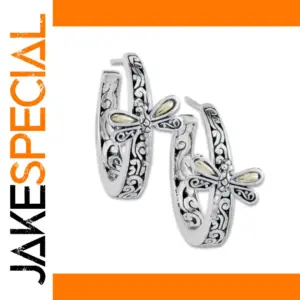Vintage Butterfly Hoop Earrings with Cubic Zirconia