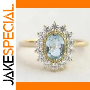 Blue and White Geometric Cocktail Ring for Women