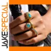 Trendy Stainless Steel Blue Spinel Ring for Women