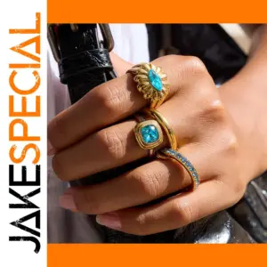 Trendy Stainless Steel Blue Spinel Ring for Women