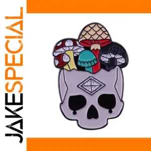 Gothic Punk Mushroom Skull Enamel Pin