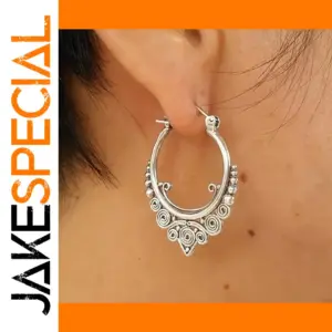 Vintage Silver Spiral Hoop Earrings