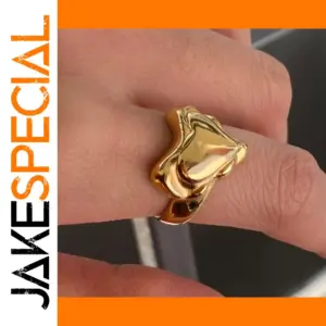 Stylish Stainless Steel Gold Liquid Metal Ring