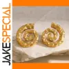 Gold Spiral Hammer Pattern Stainless Steel Earrings