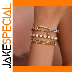 Gold Stainless Steel Geometric Link Bracelet