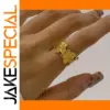 Gold Stainless Steel Floral Ring for Women