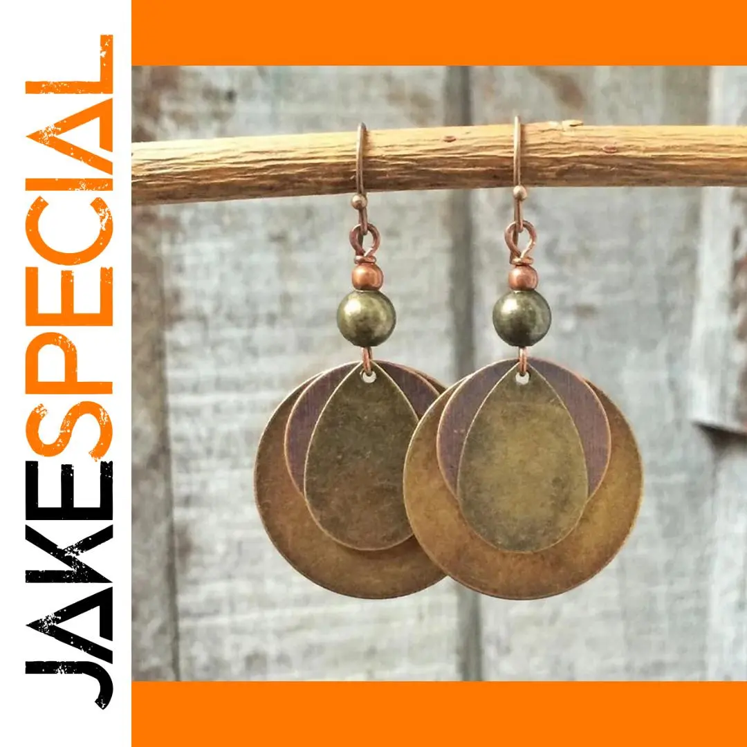 Ethnic Round Carved Bronze Earrings Gold & Silver 1 Ethnic Round Carved Bronze Earrings Gold & Silver