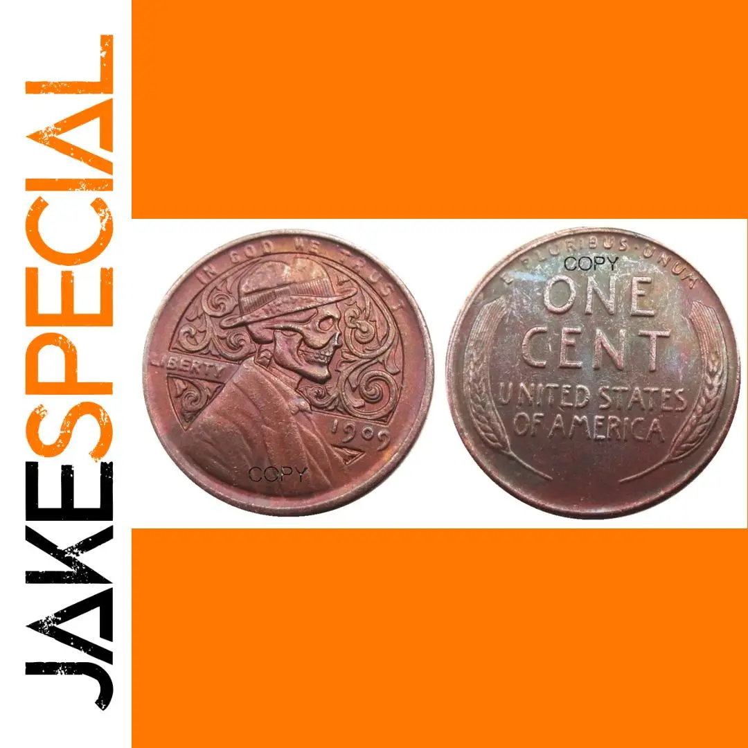 Vintage Lincoln Cent Skull Coin for Collectors 1 Vintage Lincoln Cent Skull Coin for Collectors