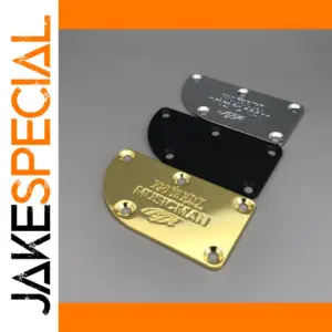 Metal Guitar Neck Plate in Chrome, Black & Gold