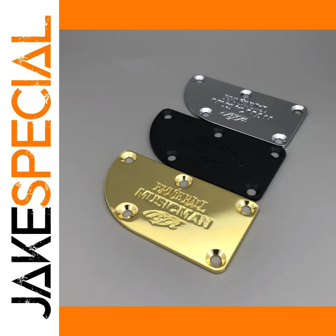 Metal Guitar Neck Plate in Chrome, Black & Gold 1 Metal Guitar Neck Plate in Chrome, Black & Gold