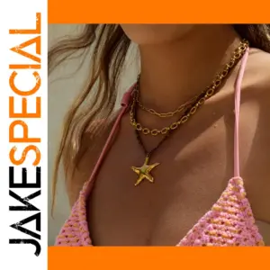 Stainless Steel Gold-Finish Starfish Necklace