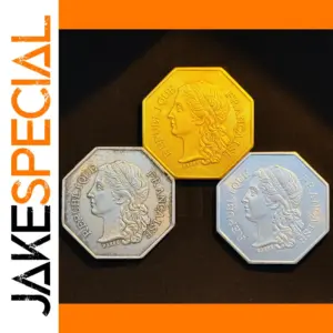 Vintage French Copper Coin Set with Artistic Profiles