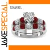 Sterling Silver Heart Ring Set with Cubic Zirconia
