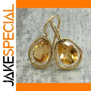 Vintage Yellow Gemstone Drop Earrings