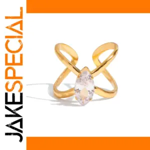 Stainless Steel Women's Skeleton Ring with Zircon