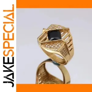 Men’s Gold Black Square Stone Ring