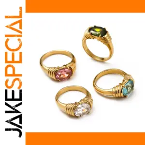 Gold Stainless Steel Geometric Women's Ring