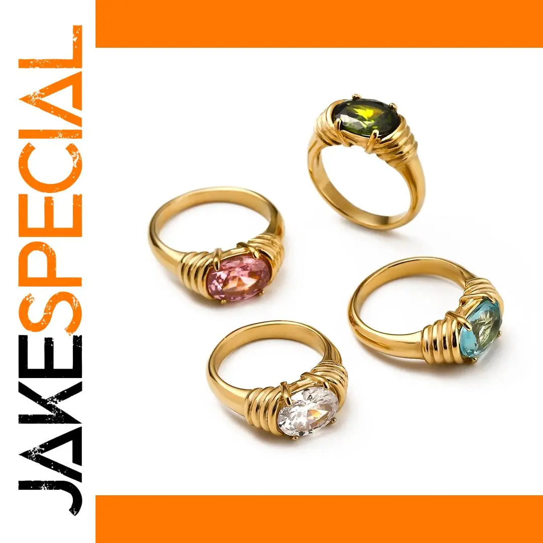 Gold Stainless Steel Geometric Women's Ring 1 Gold Stainless Steel Geometric Women's Ring