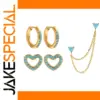 Stainless Steel Turquoise Heart Earrings Set