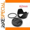 62mm Camera Lens Accessory Set with Hood, Filter, Cap