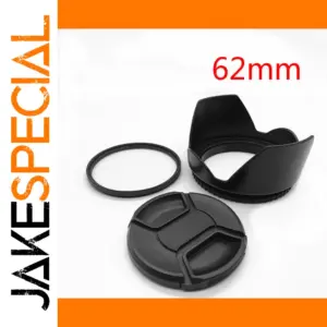 62mm Camera Lens Accessory Set with Hood, Filter, Cap