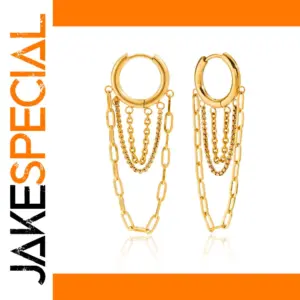 Stainless Steel Gold Finish Chain Earrings
