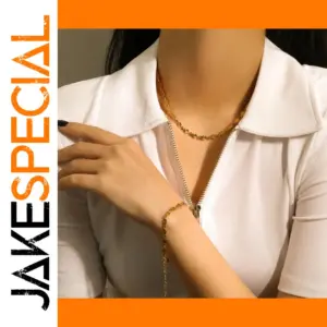 Elegant Stainless Steel Gold Petal Chain Bracelet for Women