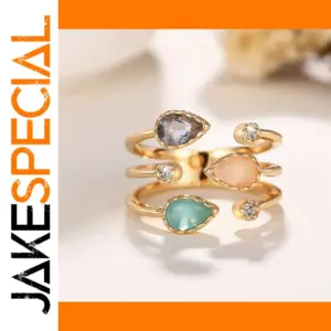 Adjustable Women's Teardrop Ring in Silver or Gold