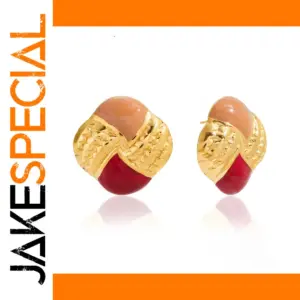 Vintage Stainless Steel Square Earrings with Gold