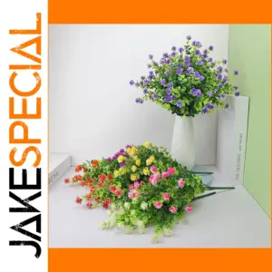 Vibrant 35cm Artificial Flower Bundle in Purple & Yellow